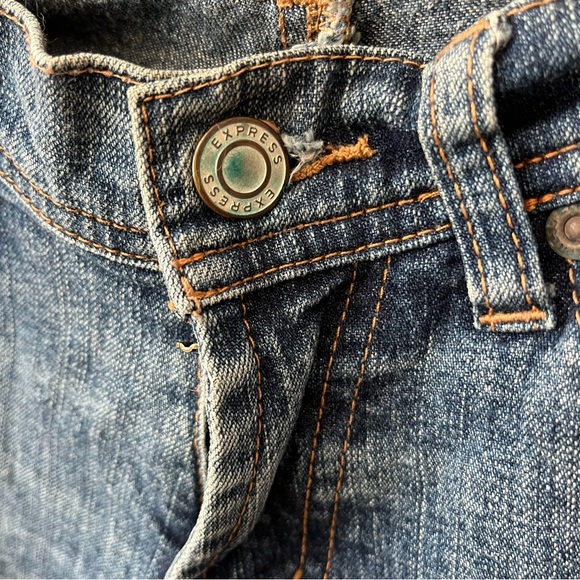 Express Y2K Precision Fit Cetine Low Rise Flare Jeans Medium Wash Blue Sz 0S - Picture 5 of 16